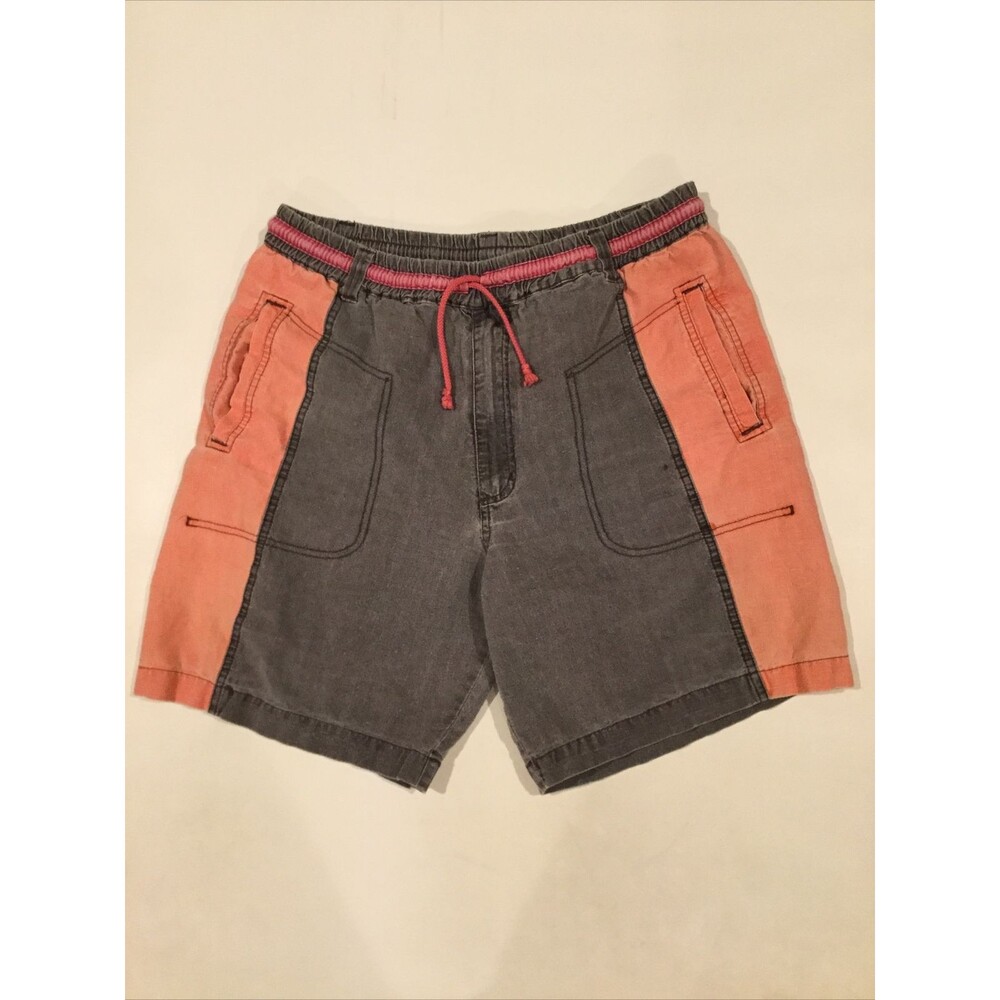 VTG 90s Color Blocked Men's Gitano Canvas Shorts - Size L 36-38 Gray/Red/Pink